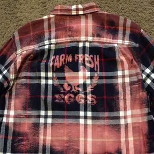 Custom design flannel shirt “Farm Fresh Eggs” Sz Large